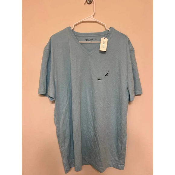 Nautical Mens Light blue v neck tee shirt NEW XXL - Picture 1 of 3
